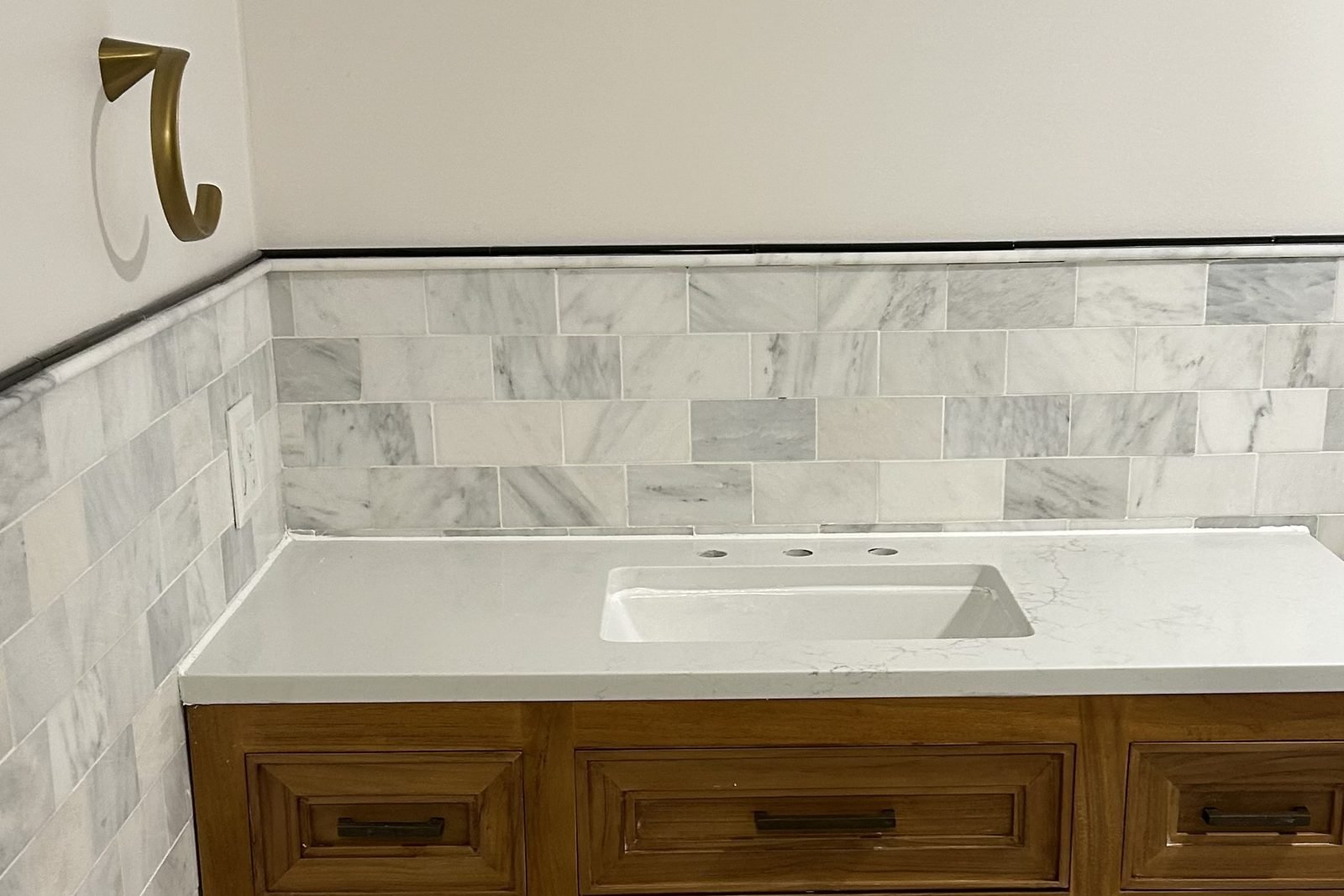 Marble backsplash and vanity remodel